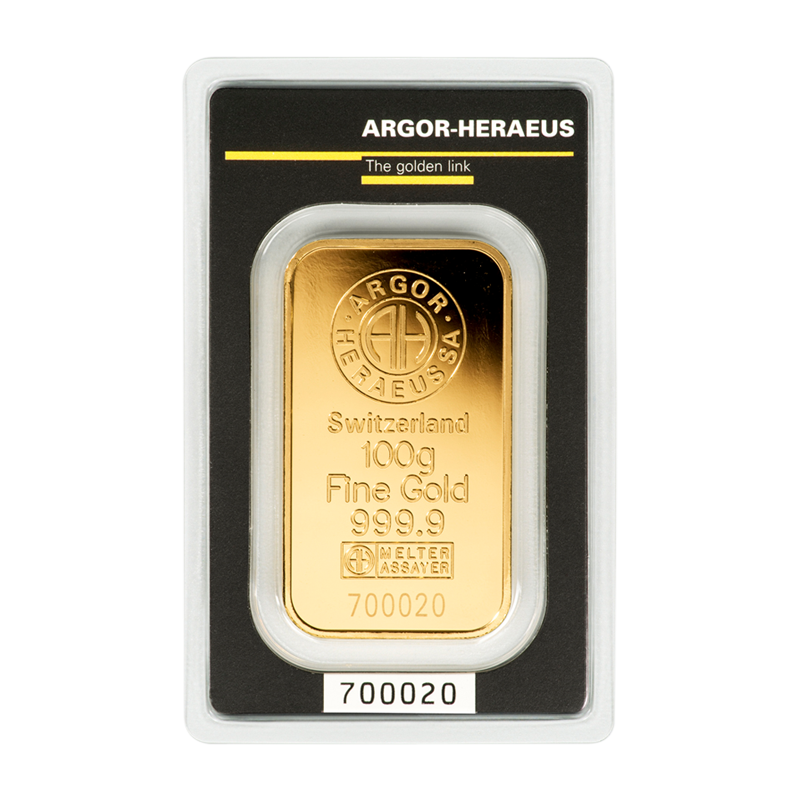 Goldbarren - 100 g (ARGOR-HERAEUS) (flach)