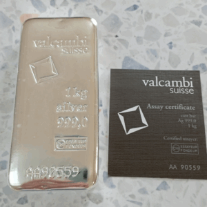 Silberbarren – 1 kg - 999.0 Feinsilber (Valcambi Suisse)